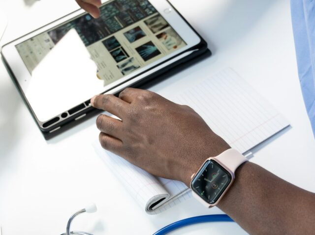 a person using a tablet